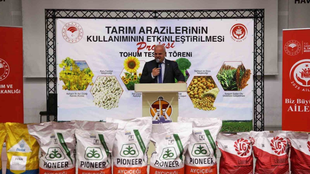 Havza’da 350 çiftçiye yüzde 70 hibeli ayçiçeği tohumu desteği