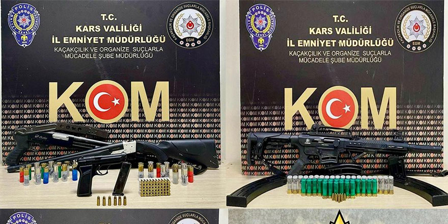 Kars'ta ruhsatsız silah ve mühimmat ele geçirildi.