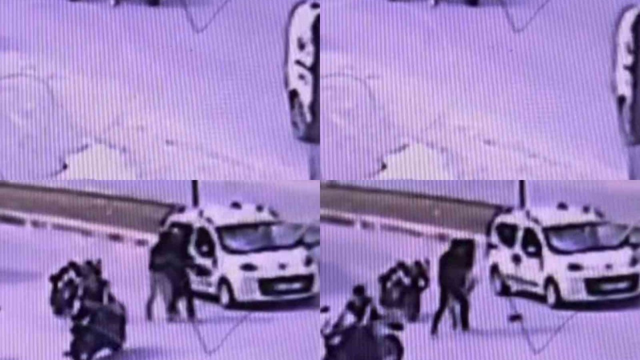 Kaskla tartıştığı sürücünün aracına zarar verdi: O anlar kamerada