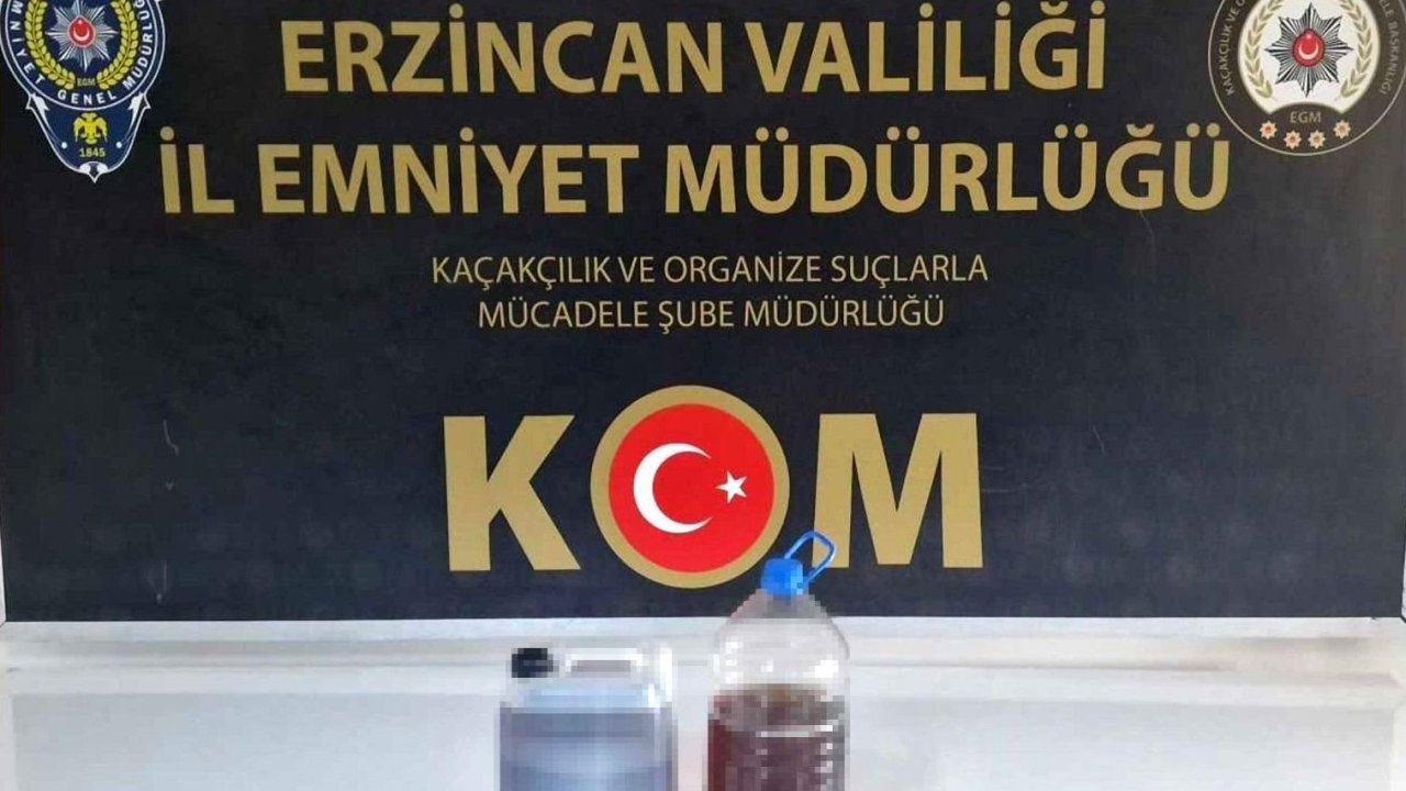 Erzincan’da 8 litre kaçak içki ele geçirildi