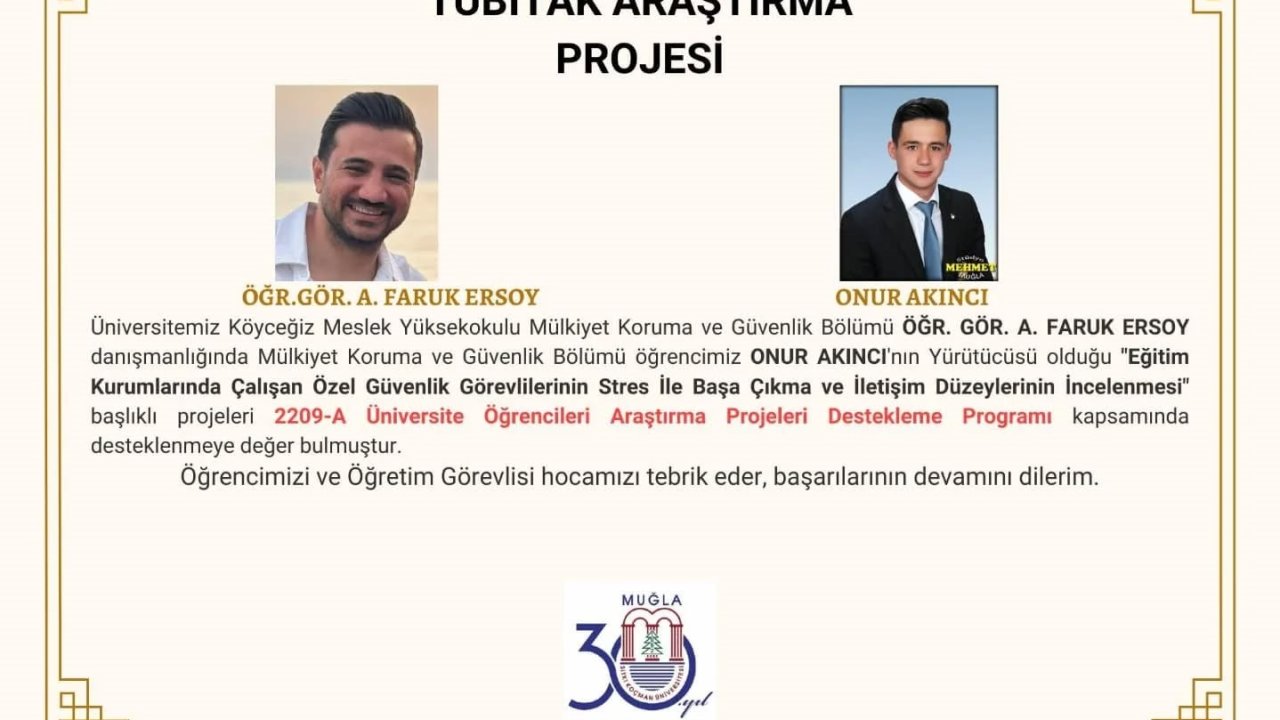 Köyceğiz Meslek Yüksek Okulu öğrencisinin projesi desteklenmeye değer bulundu