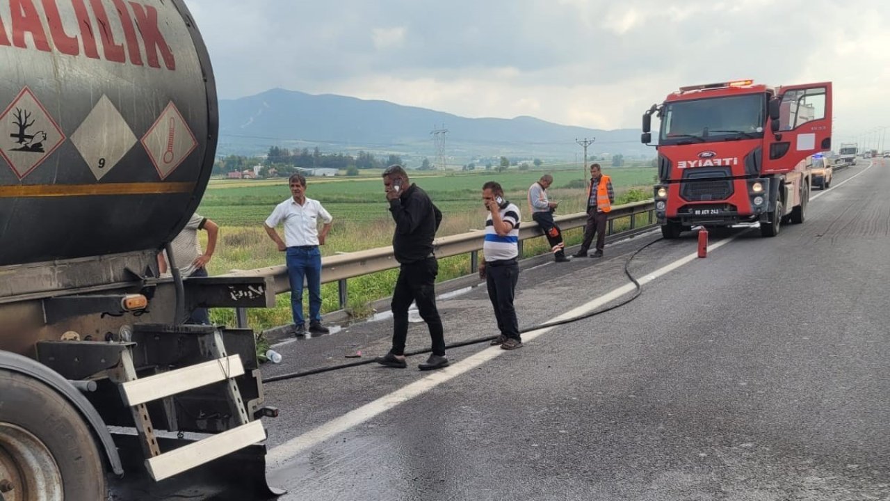 Osmaniye’de seyir halindeki tanker yandı