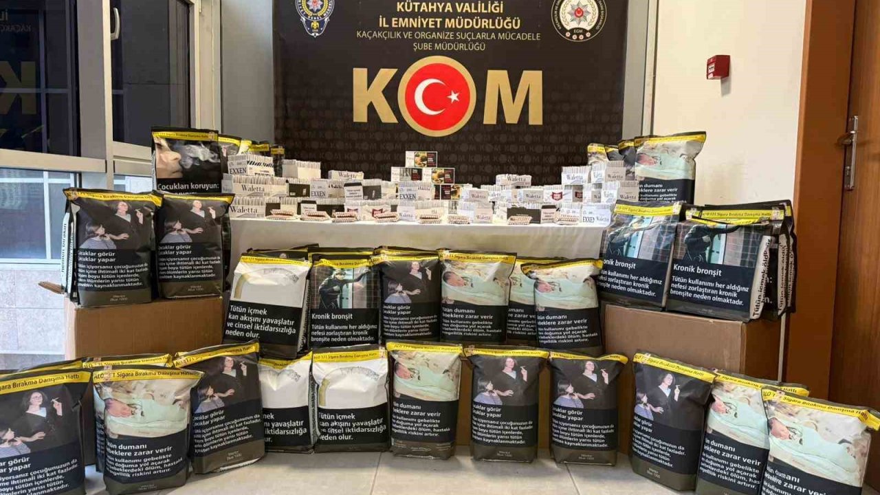Kütahya’da kaçak tütün ve makaron operasyonu