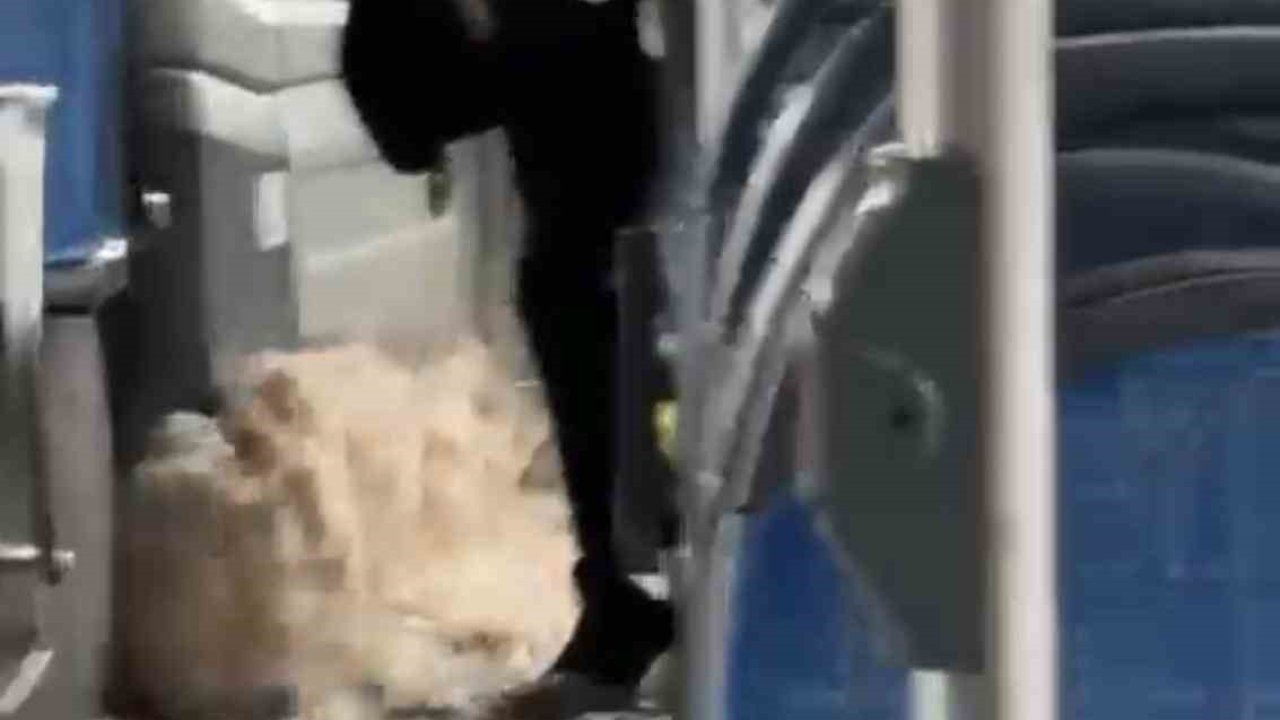 Diyarbakır’da sağanak yağış nedeniyle biriken su halk otobüsüne taştı
