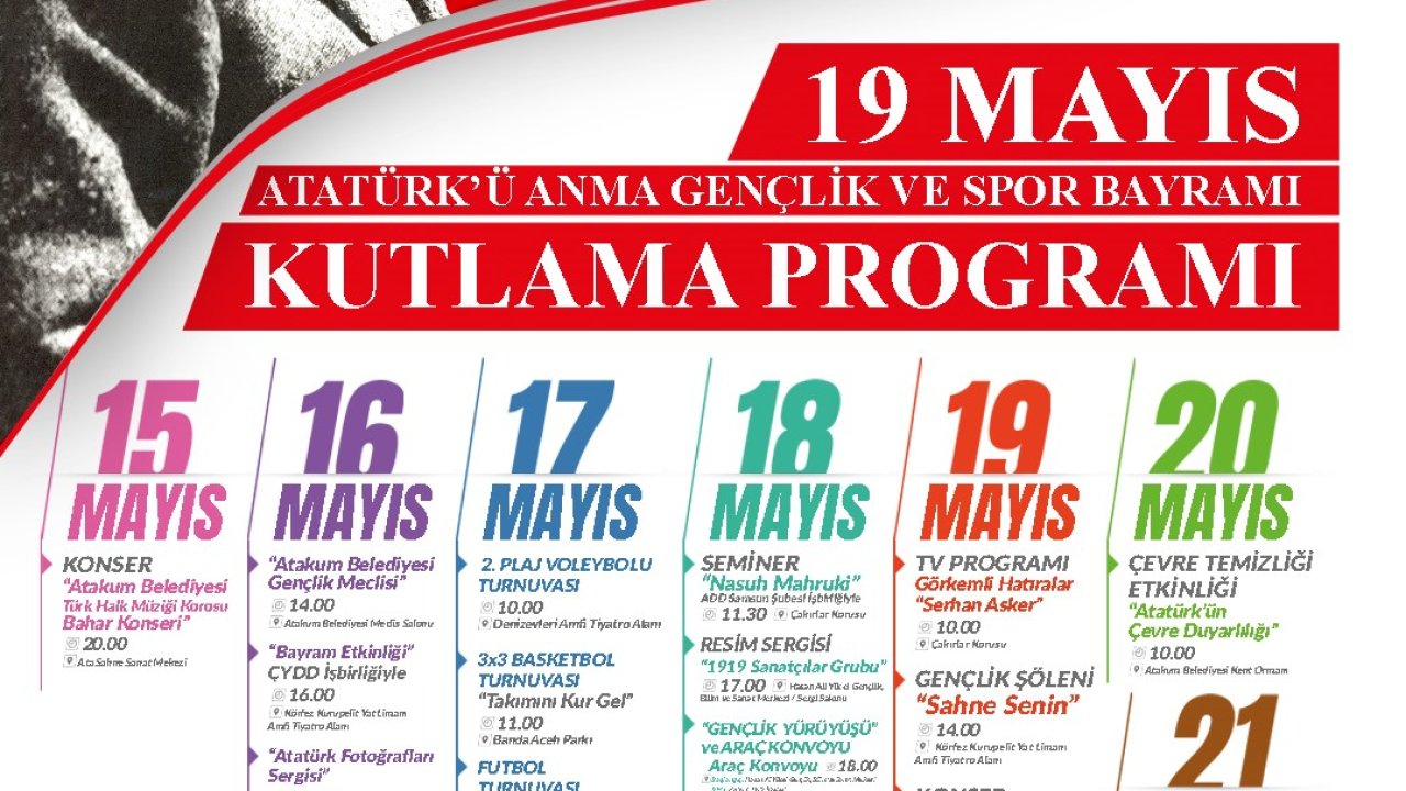 Atakum Belediyesi’nden 19 Mayıs programı
