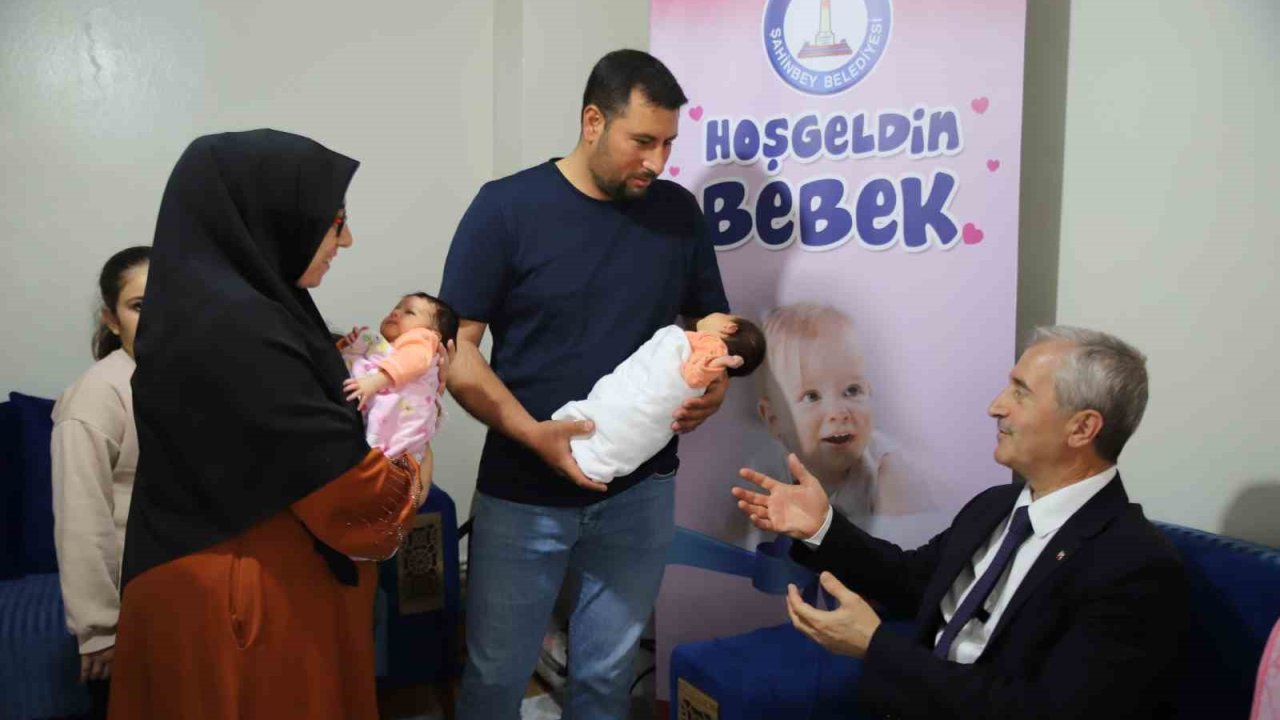 Şahinbey Belediyesi’nden ikiz bebek sahibi aileye destek