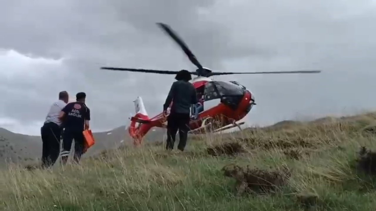 Van’da dağda mahsur kalan şahıs helikopter ambulansla kurtarıldı