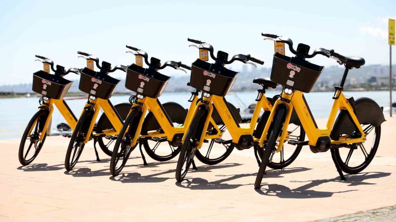 Atakum sahilinde pedal destekli elektrikli bisikletler hizmete girdi
