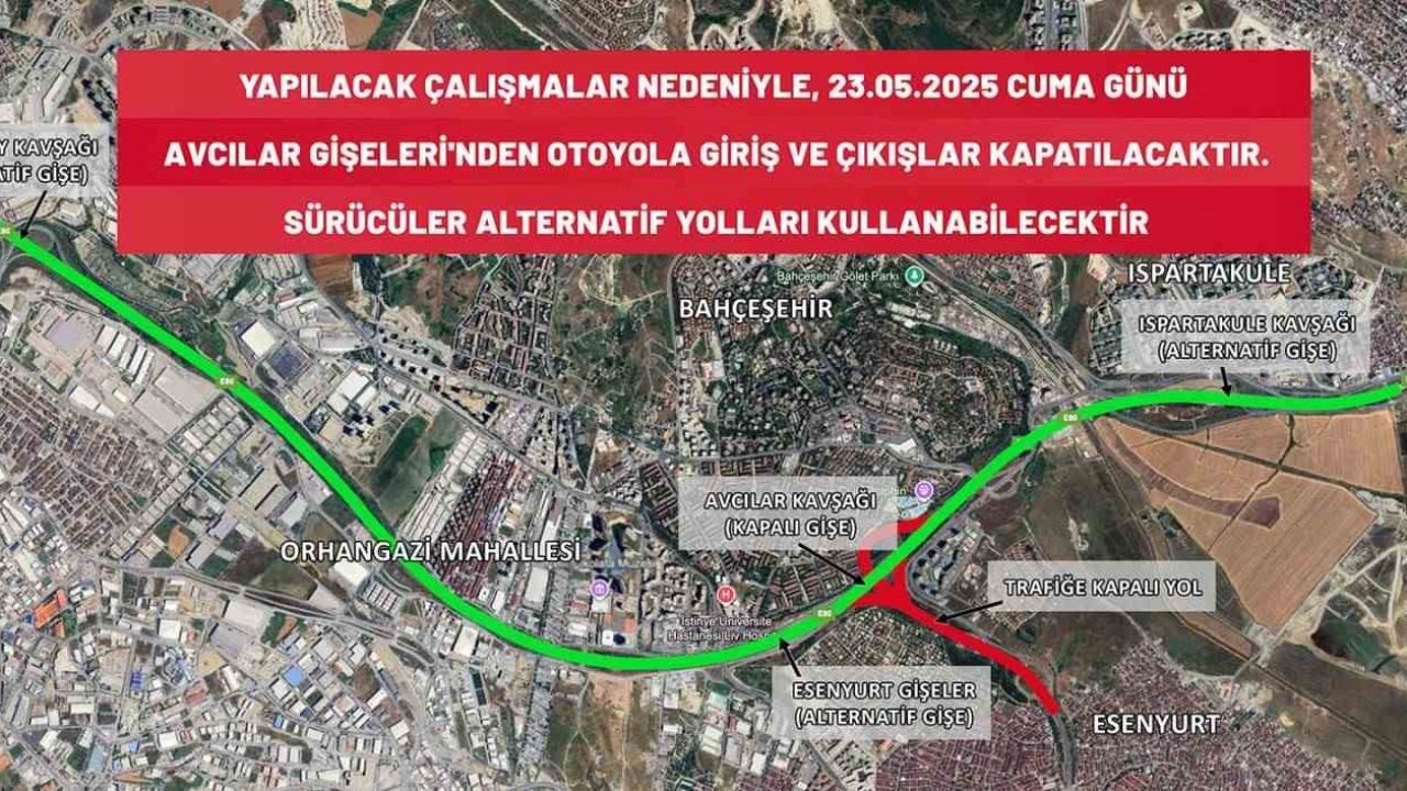 Avcılar gişeleri çalışma nedeniyle araç trafiğine kapatıldı