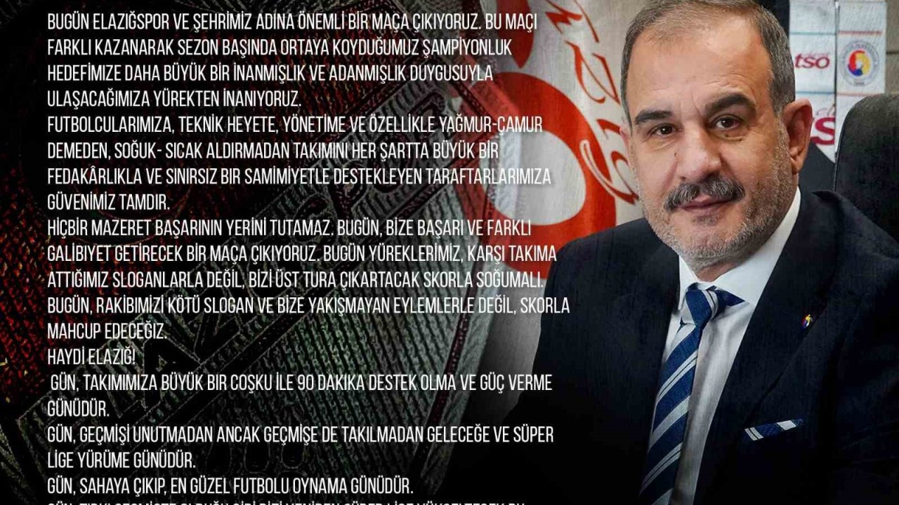 Başkan Alan, "Gün sahaya çıkıp, en güzel futbolu oynama günüdür"