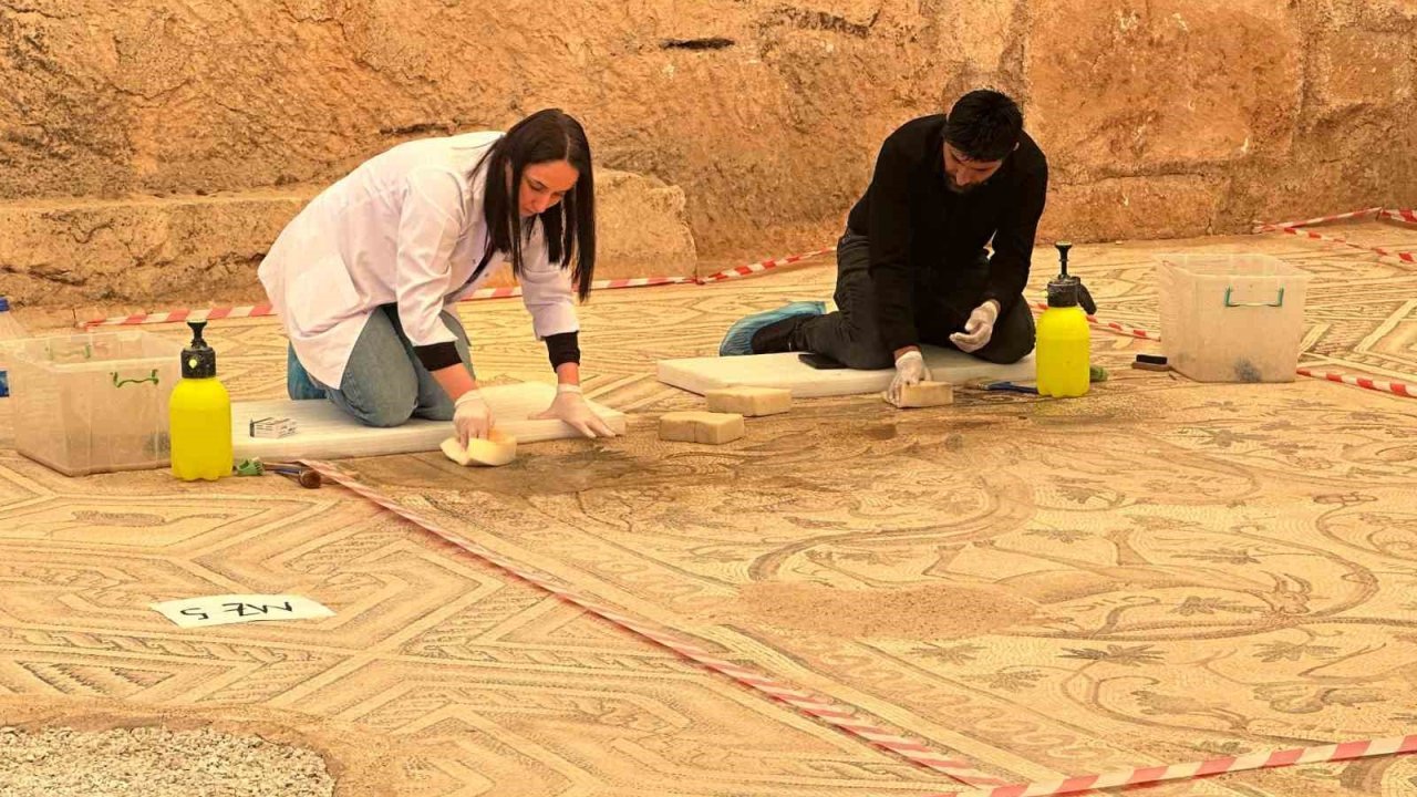 ‘Cennet Bahçesi’ mozaiğinde restorasyon ve konservasyon başladı