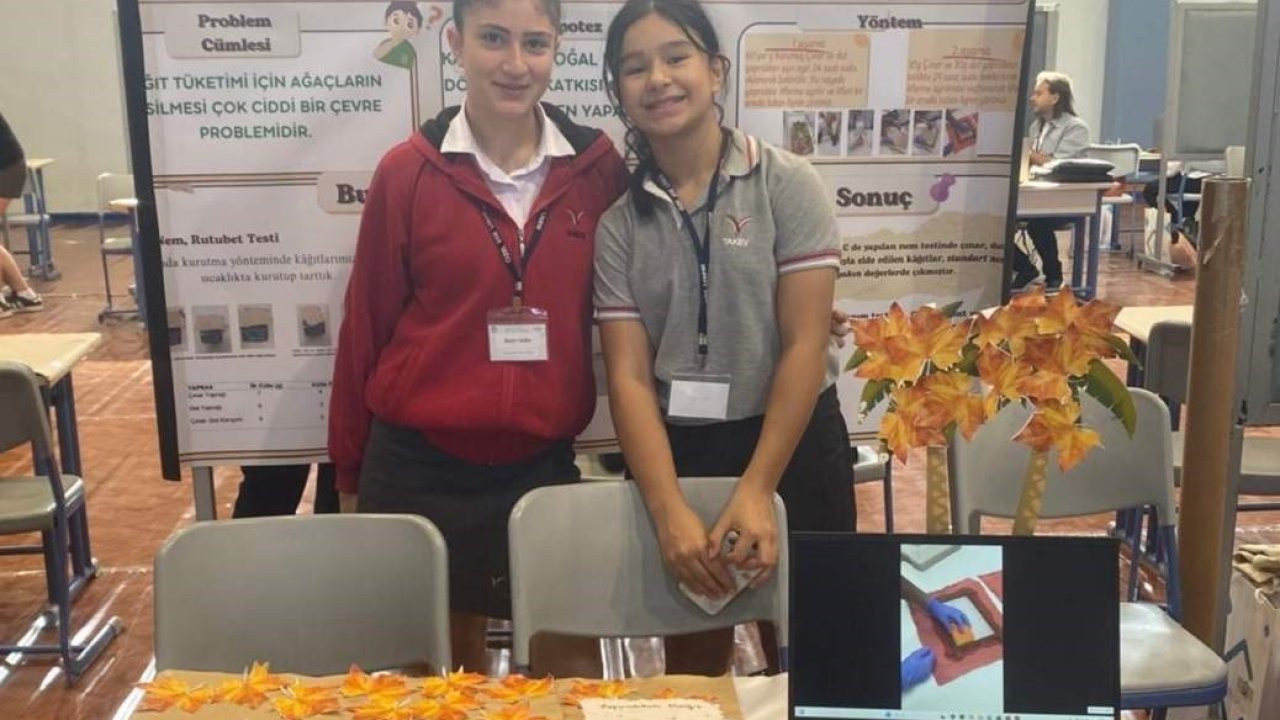 Fen araştırma projesi şampiyonları Mira ve Beren oldu