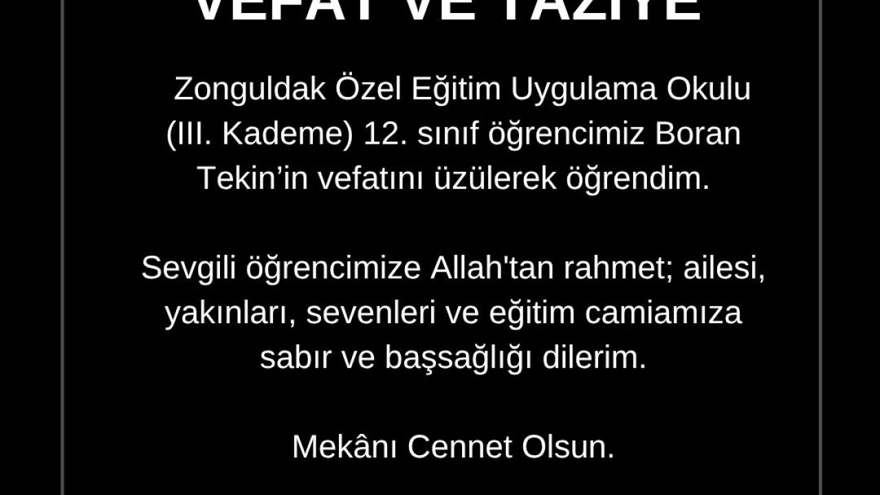 Özel eğitim öğrencisi tedavi gördüğü hastanede hayatını kaybetti