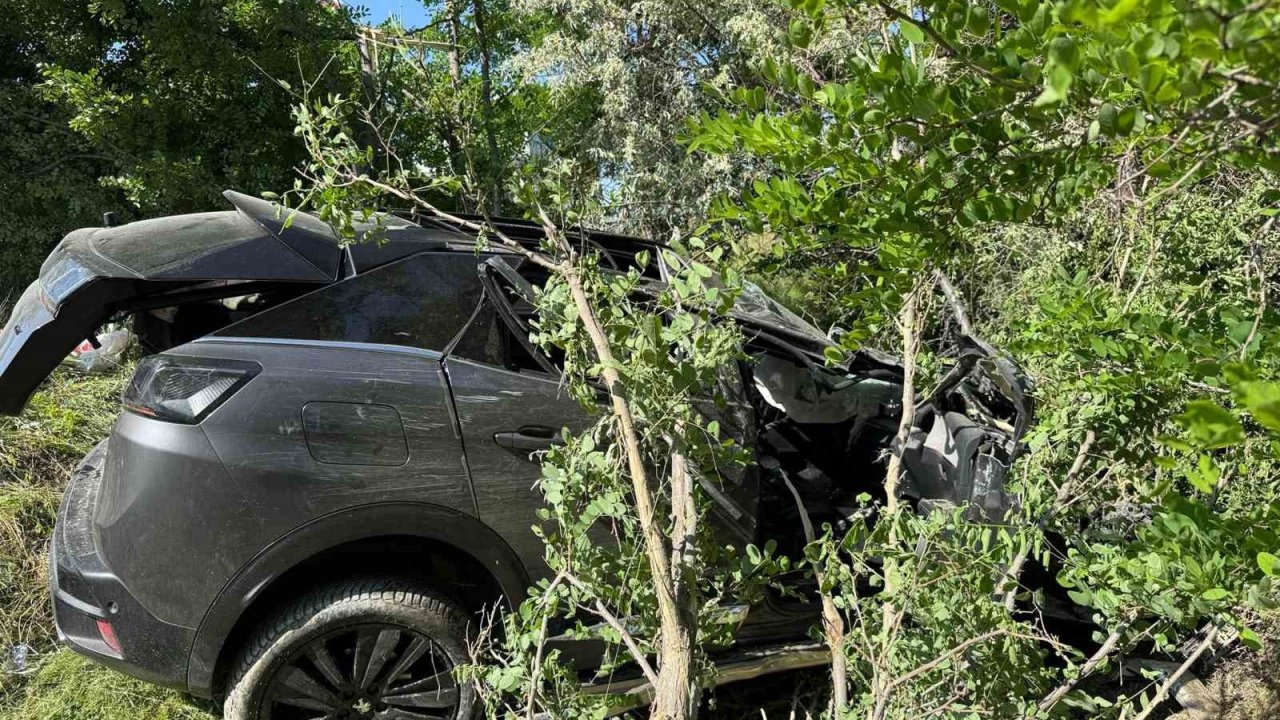 Kontrolden çıkarak ağaçlık alana giren otomobilde 3 kişi yaralandı