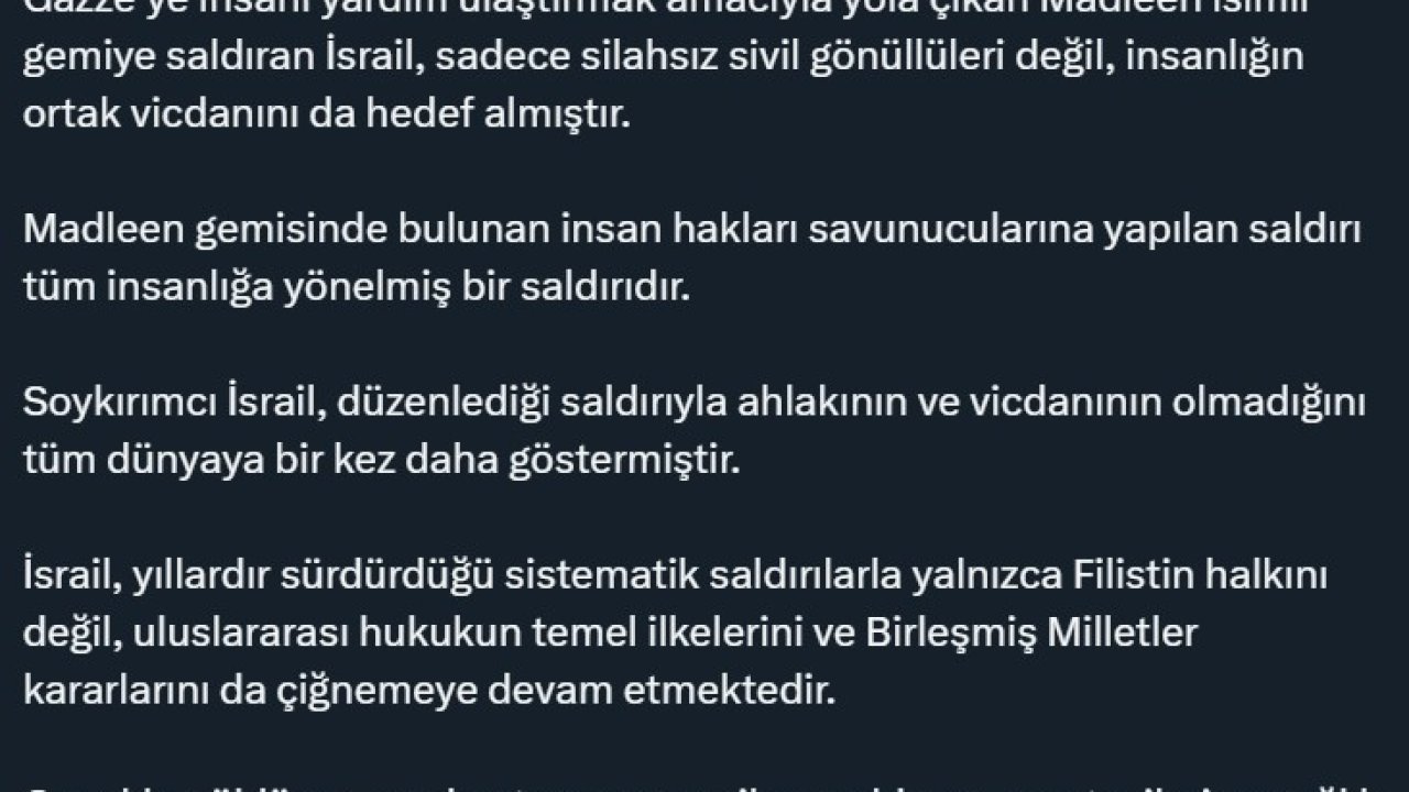 Bakan Tunç: "Katil İsrail, bir kez daha hukuk tanımazlığını gözler önüne sermiştir"