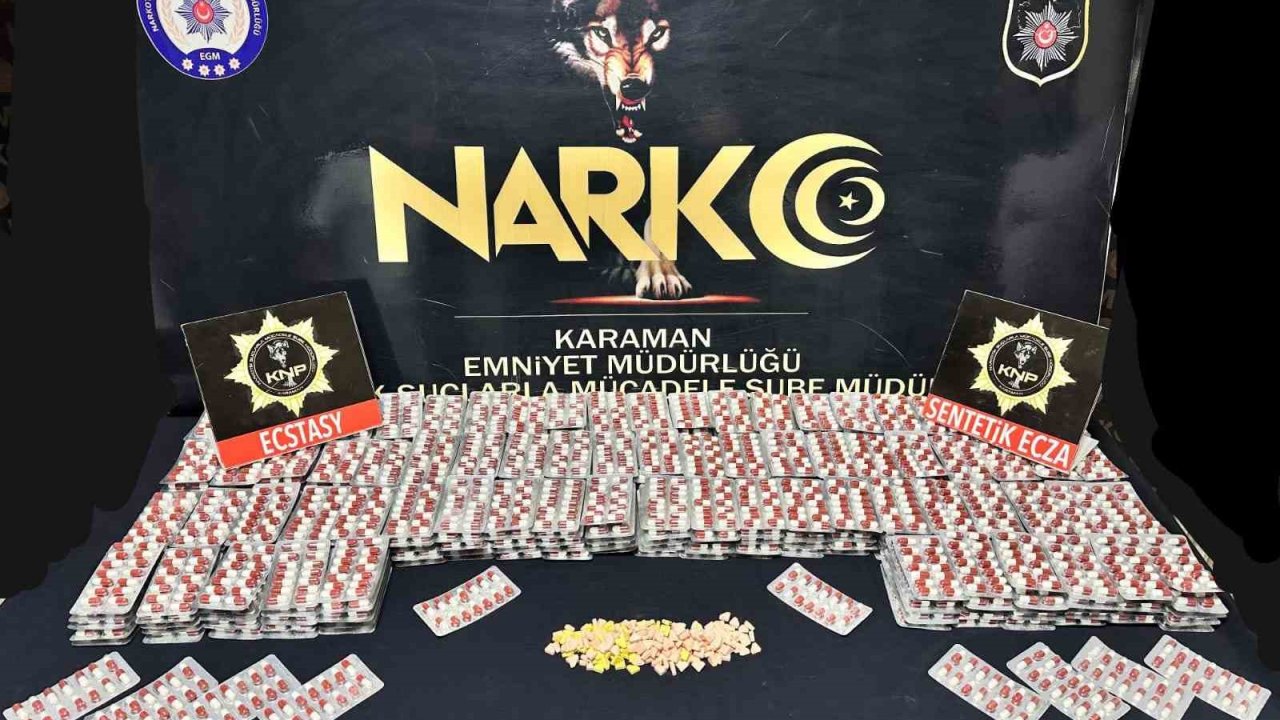 Karaman’da 6 bin 74 adet uyuşturucu hap ele geçirildi