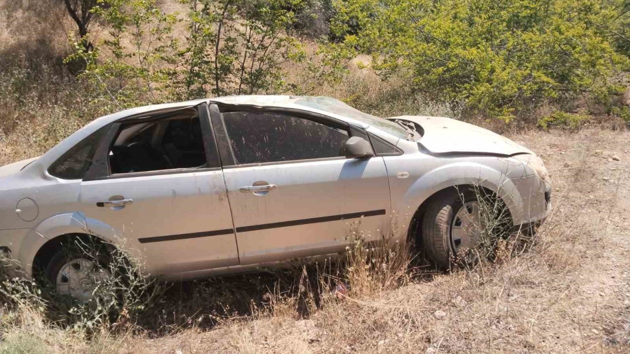 Uyuklayan sürücü eşinin ikazıyla panikleyip şarampole uçtu