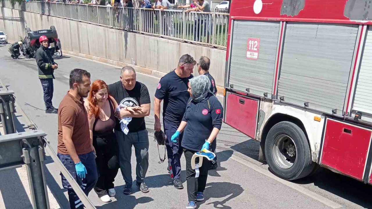 Takla atan araçtan burnu bile kanamadan çıktı