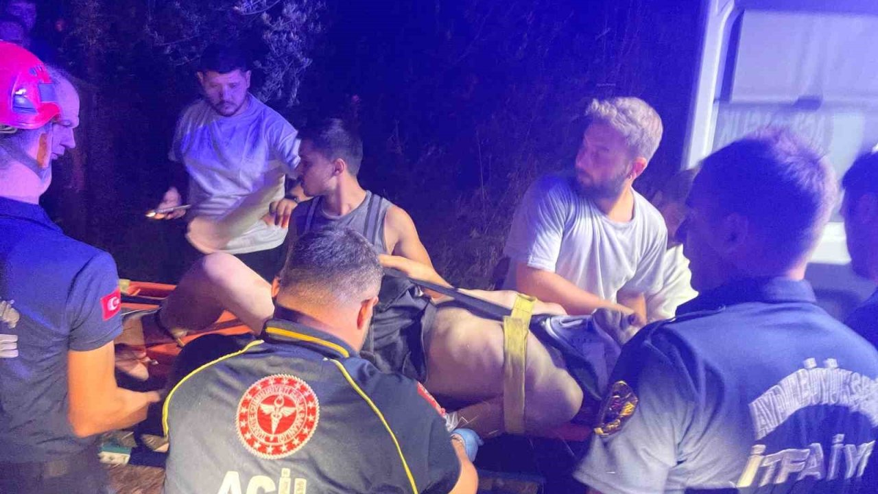 Uçurumdan uçan motosiklet sürücüsü yaralandı