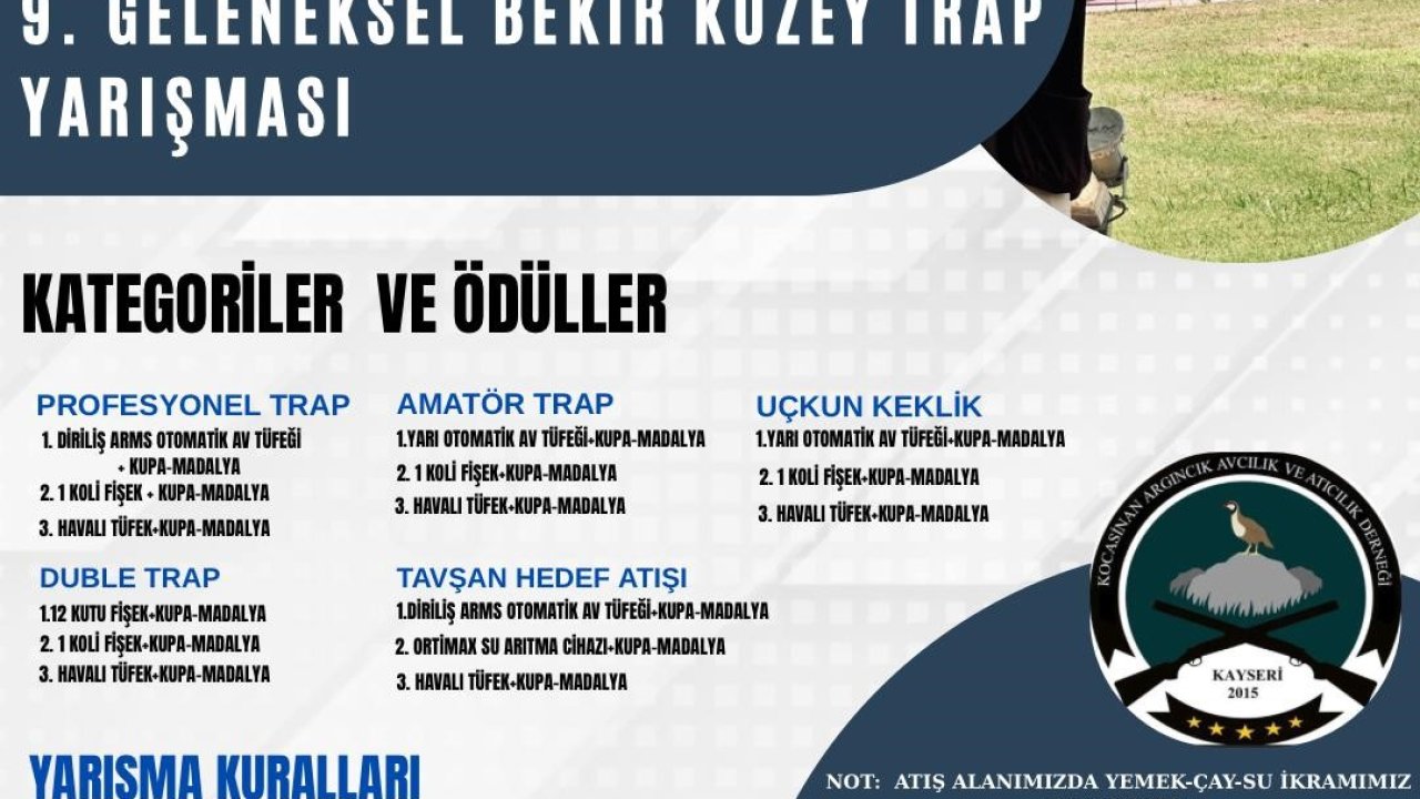 9. Geleneksel Bekir Kuzey Trap yarışmaları 28-29 Haziran’da yapılacak
