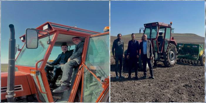 Akyaka Kaymakamı İsmail Demirtaş arpa ekimine katıldı