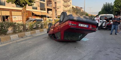 Aydın’da 15 yaşındaki gencin kullandığı otomobil takla attı