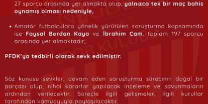 Niğde Belediyespor’dan futbolcularla ilgili bahis soruşturmasına ilişkin açıklama