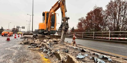 Ankara’da tek kişilik yol çalışması