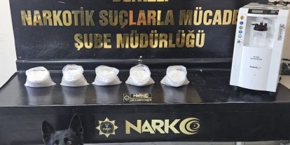 Solunum cihazının içerisinden 5 kilogram uyuşturucu madde çıktı