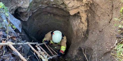Kırkağaç’ta kuyuya düşen köpek itfaiye ekiplerince kurtarıldı