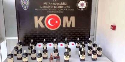 Kütahya’da 41 litre kaçak alkollü içki ele geçirildi