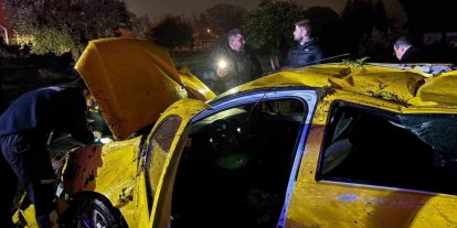 Ticari taksi tarlaya uçtu: 1 yaralı