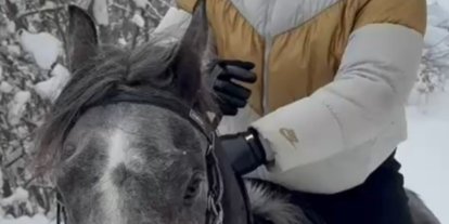 Kar üstünde dört nala at şovu