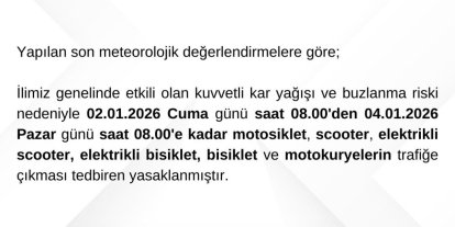 Bartın’da motosikletlerin trafiğe çıkışı yasaklandı