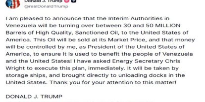 ABD Başkanı Trump: "Venezuela, 30 ila 50 milyon varil arasında petrolü ABD’ye devredecek"