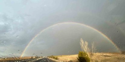 Tavşanlı’da yağmur sonrası gökkuşağı görsel şölen