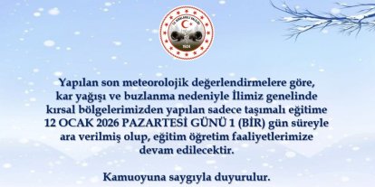 Kırklareli’nde taşımalı eğitime 1 gün ara