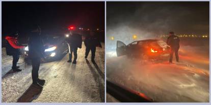 Kars’ta Mahsur Kalan 9 Araç Kurtarıldı