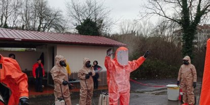 KBRN eğitimi sonrası arama kurtarma ekiplerinden saha tatbikatı