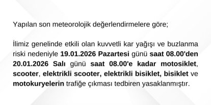 Bartın’da motosiklet, scooter ve bisikletlerin trafiğe çıkması yasaklandı