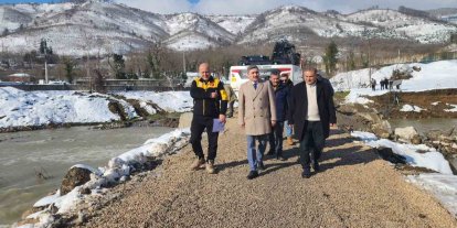 Nuhlar Köyü’nde geçici köprü çalışmaları yerinde incelendi