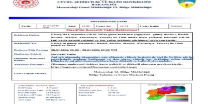 Meteorolojiden Elazığ’a kuvvetli kar uyarısı