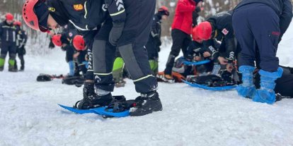 Zorlu kış şartlarında kurtarma tatbikatı