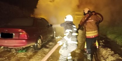 Yayladağı’nda otomobil yangını