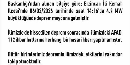 Elazığ Valiliği’nden deprem açıklaması