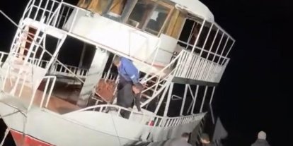 Diyarbakır’da kısmen batan tekne halat yardımıyla kurtarıldı