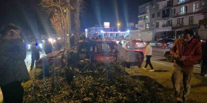 Otomobil refüjdeki ağaca çarptı: 1 kişi yaralandı