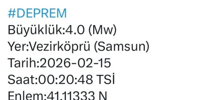 Samsun Vezirköprü’de gece yarısı korkutan deprem