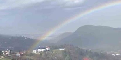 Bursa’da yağmur sonrası gökkuşağı görsel şöleni