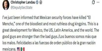 ABD’den Meksika’daki kartel operasyonu hakkında açıklama: "El Mencho’nun öldürülmesi harika bir gelişme"